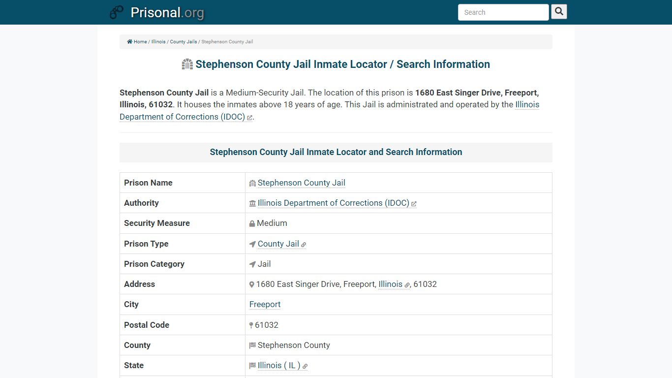 Stephenson County Jail-Inmate Locator/Search Info, Phone ...